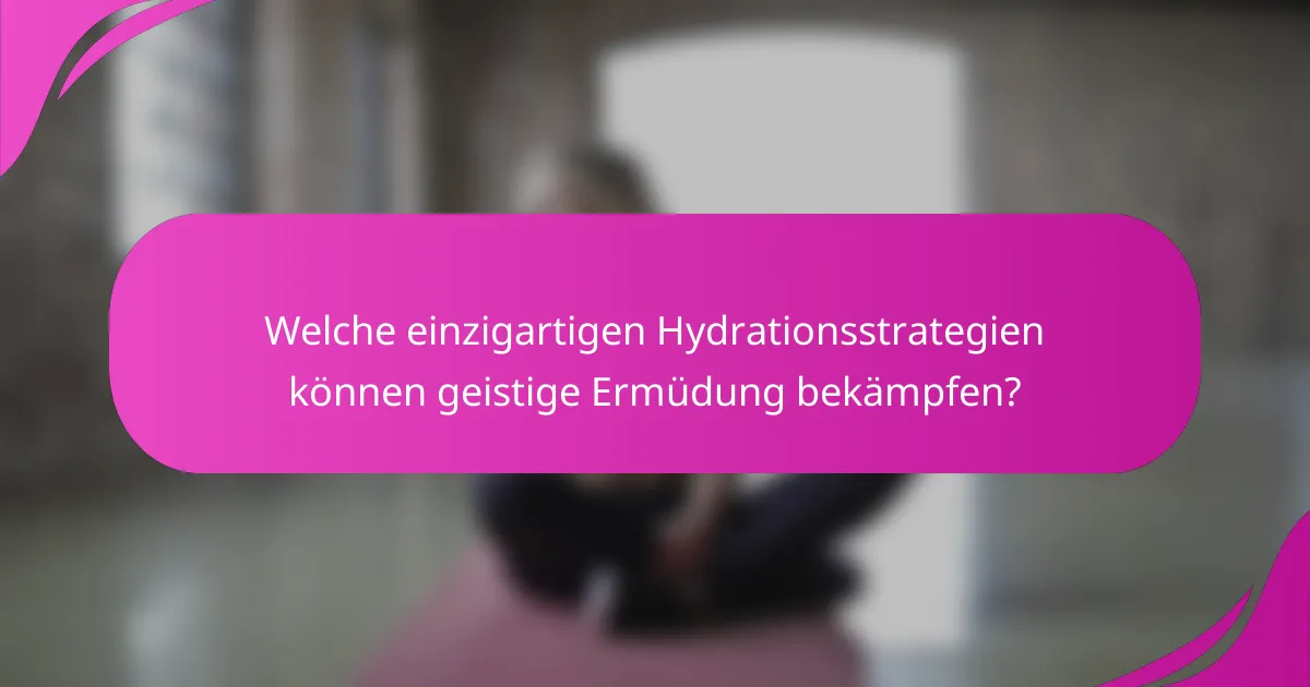 Welche einzigartigen Hydrationsstrategien können geistige Ermüdung bekämpfen?