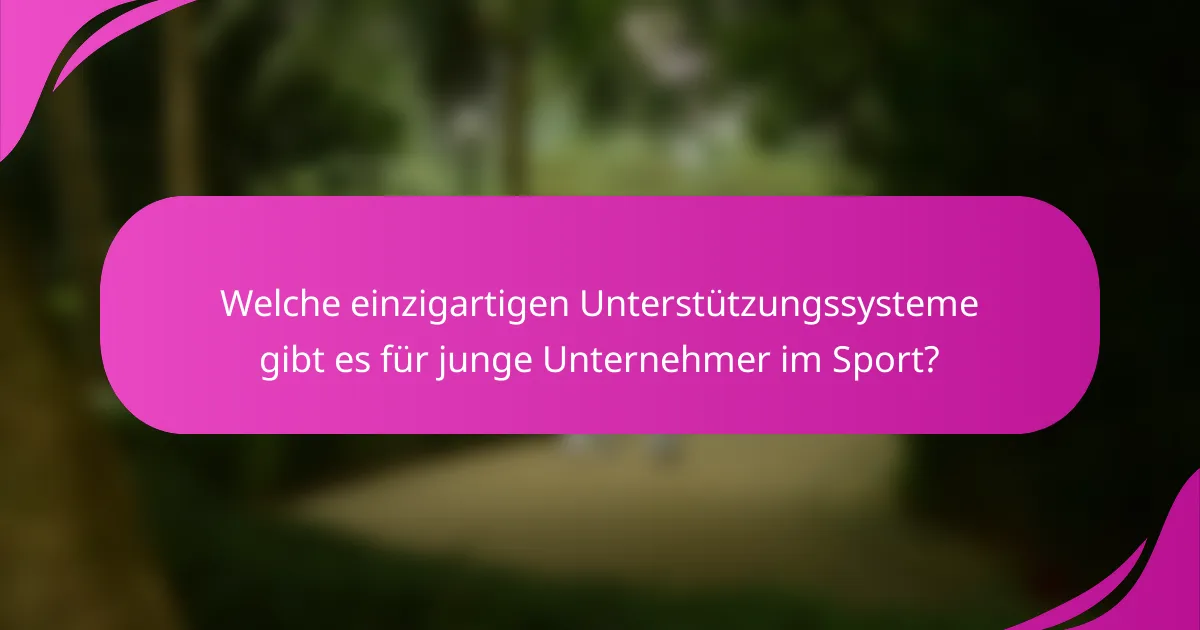 Welche einzigartigen Unterstützungssysteme gibt es für junge Unternehmer im Sport?