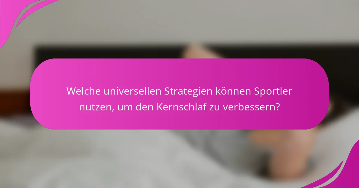 Welche universellen Strategien können Sportler nutzen, um den Kernschlaf zu verbessern?